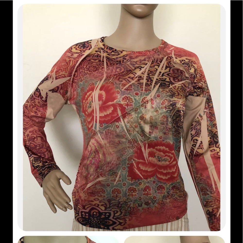 Womens Love Amour Stretch Top Size Medium Multi Color